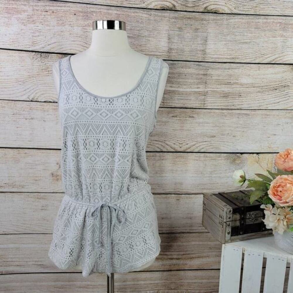 Urban Outfitters Pins &‎ Needles Crochet Gray Overlay Sleeveless Romper Medium